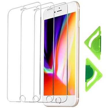 Imagem de Protetor de tela ultra transparente para iPhone 7 e iPhone 8 (pacote com 3) com alinhador universal, borda 2,5D, película protetora de vidro temperado 9H para iPhone 7/8