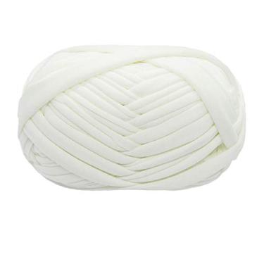 Imagem de Camiseta fio de tricô tecido de crochê pano para mão de verão bolsa diy cobertor almofada projetos de crochê 100g (##02 branco)