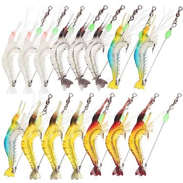 Imagem de Hilitchi 15 peças iscas de camarão macias iscas de pesca iscas artificiais luminosas para truta de água doce salmão de baixo e mais