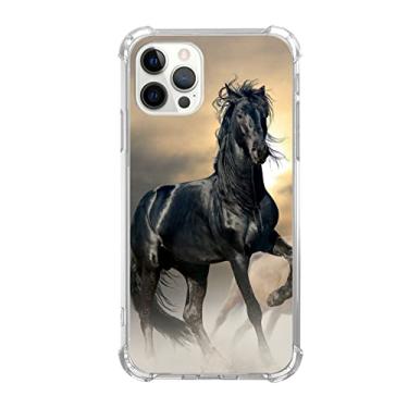 Imagem de Capa de cavalo preto compatível com iPhone 15 Pro Max, capa de cavalo animal legal para iPhone 15 Pro Max, capa protetora de TPU com design exclusivo