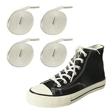 Imagem de JZXFYSJYW 2 pares de cadarços elásticos para tênis, sem amarrar, cordas elásticas para Converse de cano alto, renda, adultos, crianças, Branco, 54 inch