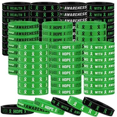 Imagem de Pulseira de silicone com fita de conscientização sobre a saúde mental, fé, coragem, esperança, força, pulseira de silicone com fita de conscientização verde motivacional para mulheres e homens, Silicone, silicone