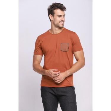 Imagem de Camiseta Masculina Malha Collection Gola Careca Polo Wear Marrom Médio-Masculino