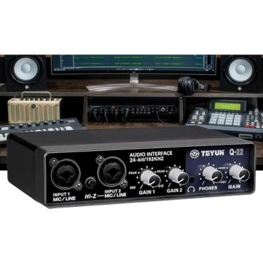 Imagem de TEYUN interface de audio,Placa de som profissional de canal duplo com USB 2.0 de alta velocidade, função de monitor para estúdio/gravação musical/gravação vocal/jogos/Alto-Falantes de Computador