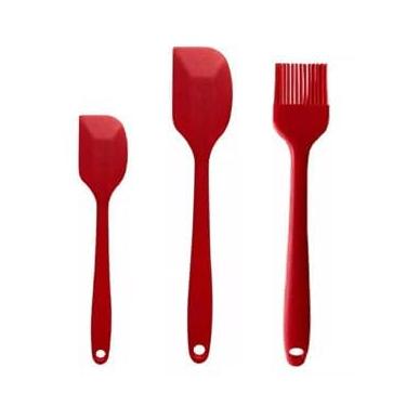 Imagem de kit Espátula Pão Duro resistente + Pincel de Silicone maciço (Vermelho)
