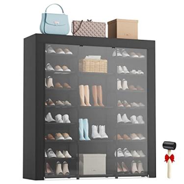 Imagem de LVNIUS Sapateira grande de 9 camadas com capas de 40 a 46 pares, organizador de sapatos, gabinete, prateleiras fechadas, suporte de sapato para garagem, quarto, organizador Zapateras para sapatos, 50