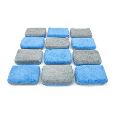 Imagem de Autofibra [Esponja aplicadora de cerâmica terry aplicadora | Pacote com 12 | com barreira de plástico para reduzir o desperdício do produto.Autofiber Thin azul SXx01GYB-12