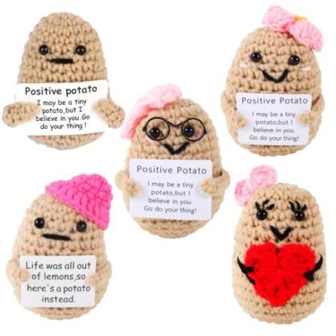 Imagem de HonKuaDL 5 Pcs Cute Funny Positve Life Potato, Emotional Support Potato Encouragement Card for Cheer Up Birthday Party Gifts for Home Office Desk Bedroom Decoration