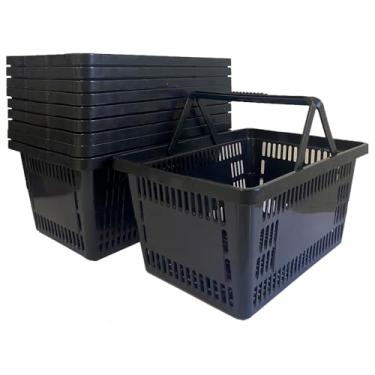 Imagem de Kit 10 Cesta Mercado Cestinha Supermercado Compra Preto