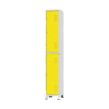 Imagem de Armário Roupeiro De Aço Para Vestiário 2 Portas Locker Amarelo Com Chave