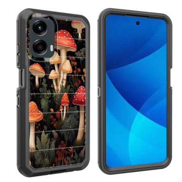Imagem de smauncucn Capa para Moto G 5G 2024, proteção contra quedas à prova de choque, resistente, 3 camadas, militar, resistente, durável para Motorola Moto G 5G 2024 de 6,6 polegadas, cogumelos florestais