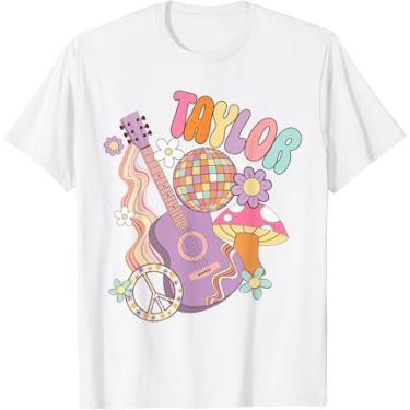 Imagem de Camiseta Taylor Custom Name I Love Taylor Groovy anos 80, Branco, P