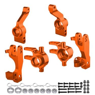 Imagem de Hobbypark Aluminum Steering Blocks Caster Blocks C-Hubs Stub Axle Carriers Left & Right with Ball Bearings Replace 6837 6832 1952 for Traxxas 1/10 Slash 4x4 Hop Parts (Orange)