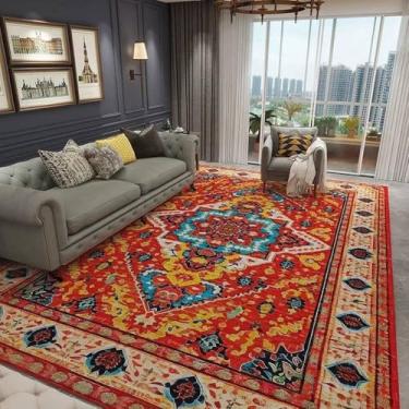 Imagem de Decoração de sala de estar Tapete europeu retrô Tapetes grandes para decoração de quartos Tapete de chão Vestiário Tapete de sala, veludo cristal 5.150 x 200 cm 59 x 78,7 pol.