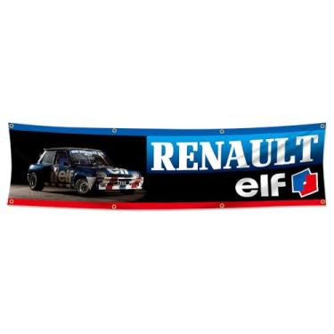 Imagem de ENMOON Bandeira Renaults Elf Racing Car Flag Banner 0,6 x 2,4 m/cor vibrat/impressão HD/banner de poliéster 150D para garagem corrida carro homem caverna decoração