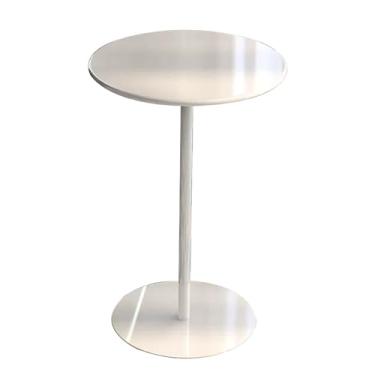 Imagem de Mesa de bar alta mesa de bar redonda de metal - mesa de jantar - mesa alta - mesa de lazer para bistrô/cozinha/sala de estar/cafeteria/jardim e terraço, mesa lateral de sofá | branca