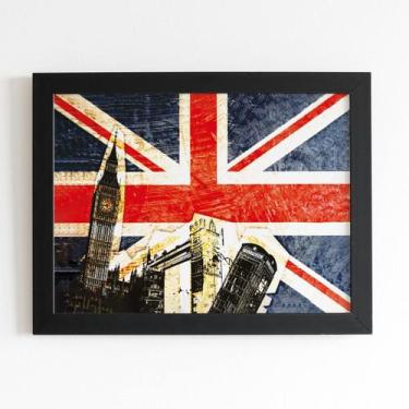 Imagem de Bandeira Grã-Bretanha Londres Quadro Moldura Preta 60X40Cm - Plimshop