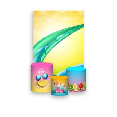 Imagem de Painel De Festa Vertical 1,50 x 2,20 + Trio De Capas Cilindro - Pool P