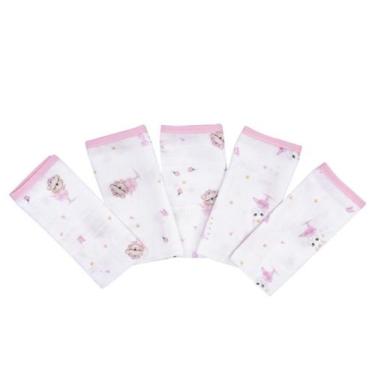 Imagem de Pano de Boca Bebe Menina Rosa C/5 Enxoval Recém Nascido - Minasrey