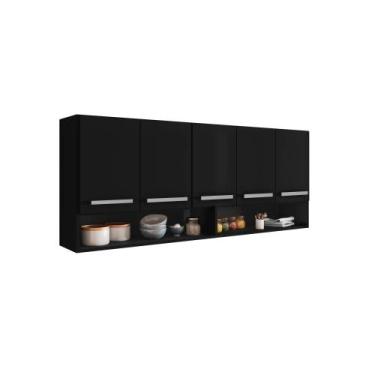 Imagem de Armario Aereo de Parede Filipinas Preto Brienza Movelaria - Casa Mobil