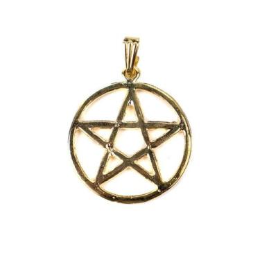 Imagem de Pingente Pentagrama Vazado 3 cm Dourado - Lua Mística - 100% Original 