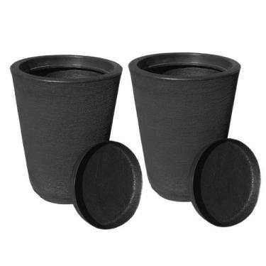 Imagem de Kit com 2 vasos colunas grafiato decorativa de luxo para plantas e flo