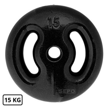 Imagem de Anilha Emborrachada Fitness 15 Kg Preta - SEPO