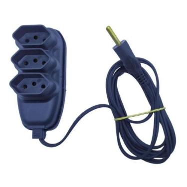 Imagem de Régua Extensão Elétrica 3 Metros 10a 3 Tomadas Preta - Liderlux