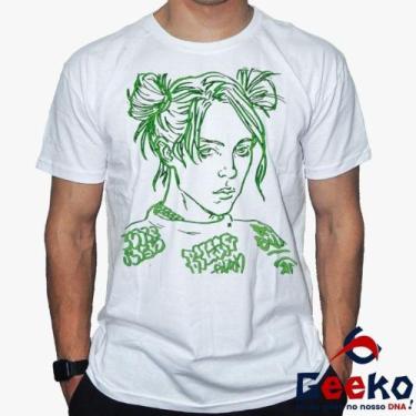 Imagem de Camiseta Billie Eilish 100% Algodão Geeko, Branco gola careca, G
