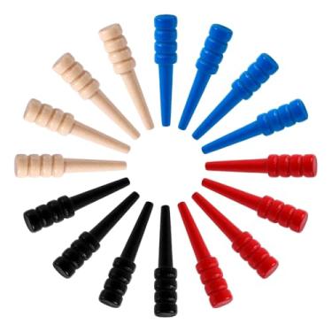 Imagem de 16pcs Cribbage Pegs, Wooden Cribbage Board Pegs Fit 1/8 Inch Holes Crib Pins Cribbage Accessories for Traditional Cribbage Board Game (Red, Black, Wood, Blue)