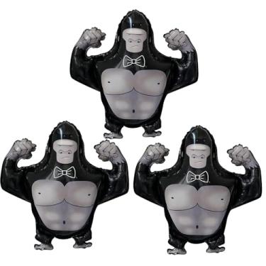 Imagem de 3pcs Gorilla foil balloons monkey king kong balloons Jungle Safari theme party supplies balloon gorilla tag birthday party decoration VR game theme Gorilla balloons primate fan party balloons