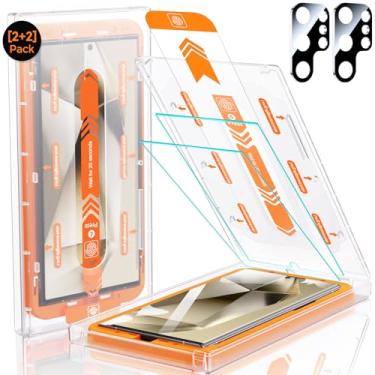 Imagem de MRGLAS 2 + 2 pacotes para Samsung Galaxy S24 Ultra protetor de tela de 6,8 polegadas com protetor de lente de câmera [remoção automática de poeira] [100% desbloqueio de impressões digitais] HD 9H