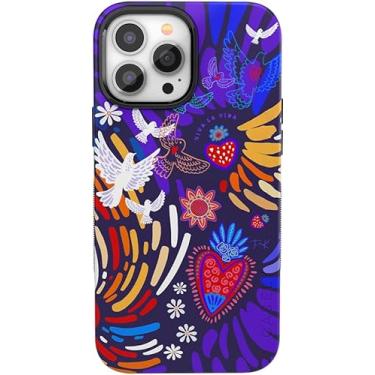 Imagem de Casely Capa para iPhone 14 Pro | Viva La Vida | Colagem Floral Frida Kahlo | Compatível com MagSafe | Design protetor arrojado