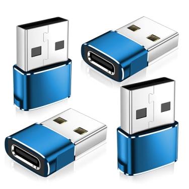 Imagem de [Pacote com 4] 【USB-C para USB-A】 & 【USB-A para USB-C】 Adaptador OTG, adaptador fêmea tipo C tipo A macho transferência de dados supervelocidade e carregamento rápido compatível com iPhone/PC/Samsung/iPad/laptop