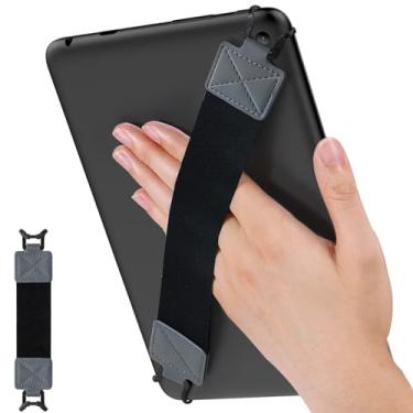 Imagem de MoKo Alça de mão de segurança para tablet de 9 a 11 polegadas, iPad/iPad Pro/iPad Air/Kindle Fire HD/Samsung, alça de mão versátil de alta elasticidade, suporte de dedo leve, cinto preto, cinza