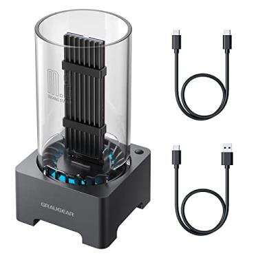 Imagem de GRAUGEAR Gabinete adaptador/docking station para SSD M.2 NVMe/SATA PCIe com ventoinha de resfriamento, USB 3.2 Gen2 10 Gbps, case externa para SSD M.2 USB-C, com suporte a UASP e TRIM, chipset