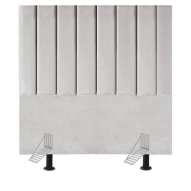 Imagem de Cabeceira Estofada Cama Casal Box 140 Cm Catarina Suede E Frame cinza Claro