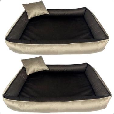 Imagem de Kit 2 Cama para Cachorro Caminha Pet Scott Travesseiro Veludo Marrom/B