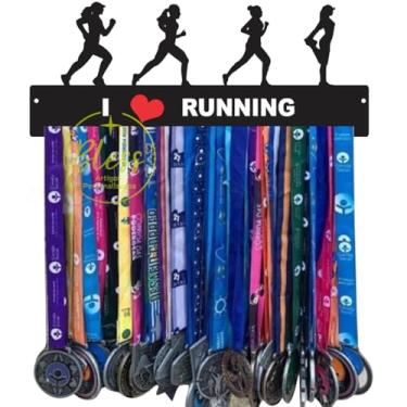 Imagem de Porta Medalhas Corrida Feminino "Ilove Running", Quadro Decorativo MDF