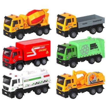 Imagem de Kit Carrinho Caminhões Fricção de Ferro Super Truck 6 Unidades Polibri