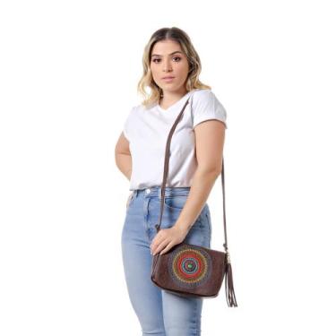 Imagem de Bolsa tiracolo  mandala alice monteiro c/ alsa transversal, Café
