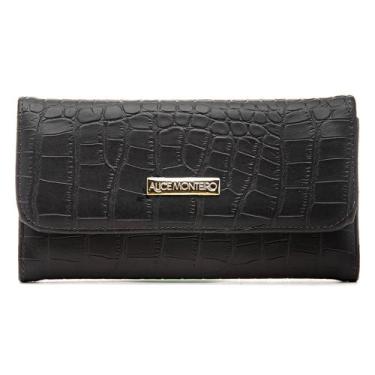 Imagem de Carteira croco alice monteiro, Preto