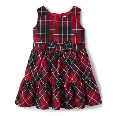 Imagem de The Children's Place Vestido elegante para bebês meninas tamanho único e infantil sem mangas, Xadrez vermelho, 12-18 Meses