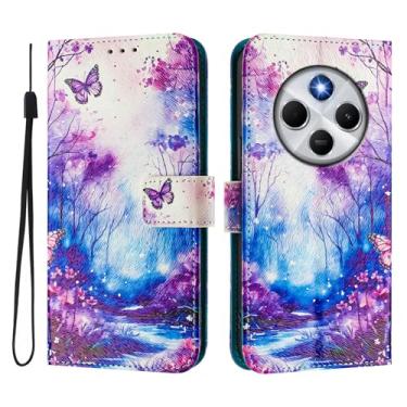 Imagem de Capa carteira para Xiaomi Poco C75, 3 compartimentos para cartão, 1 compartimento para dinheiro, capa flip de couro PU com padrão fofo, capa com fivela magnética à prova de choque, compatível com sem