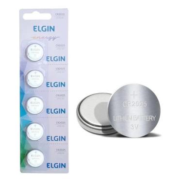 Imagem de 5 Bateria Cr2025 3V Elgin Moeda Botão Original