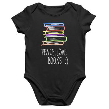 Imagem de Body Bebê Algodão Peace Love Books - Foca na Moda, Preto, G