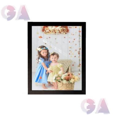 Imagem de Porta Retrato Com Vidro 30x40 A3 Moldura Preto Para Fotos e Decoração 