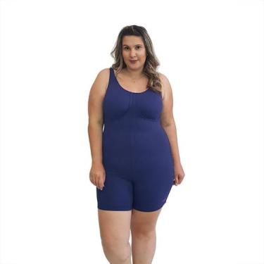 Imagem de Macaquinho Natação Light Plus Size Azul Marinho - Stw Moda, Azul marin