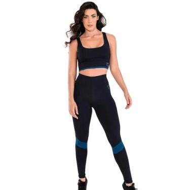 Imagem de Conjunto Fitness Mix Color Azul Legging E Top Academia - WarFit, P