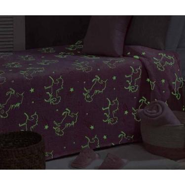 Imagem de Manta Brilha No Escuro Unicórnio Rosa Mescla Jolitex